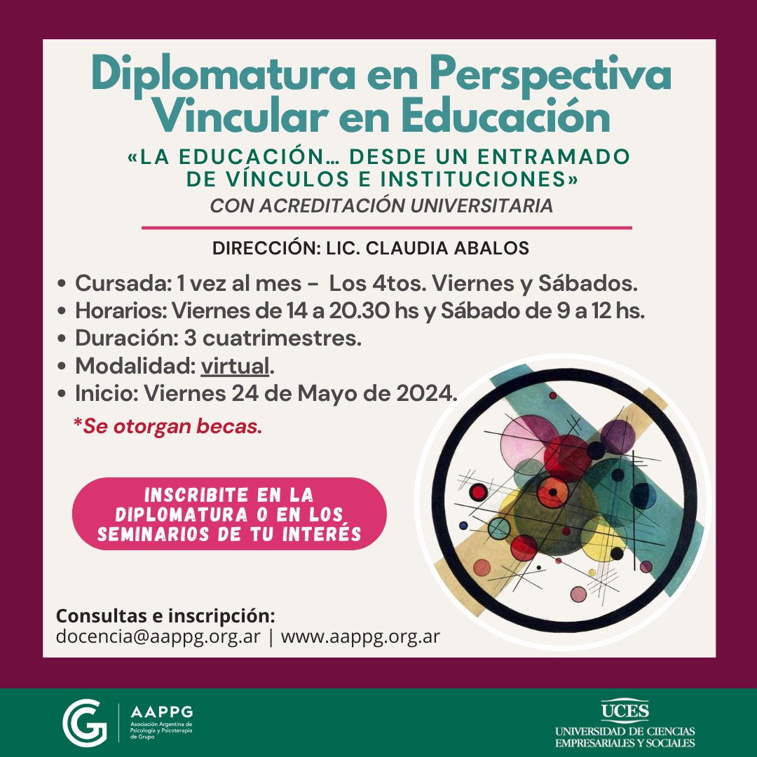 Diplomatura en Perspectiva Vincular en Educación: Inicia en ABRIL 2024